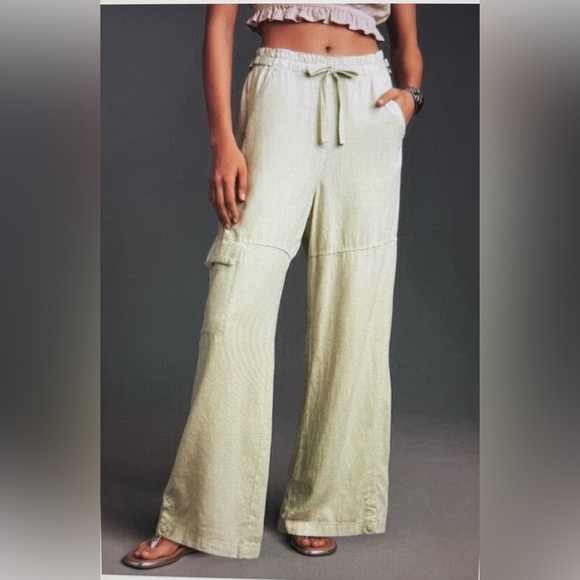 Anthropologie Pilcro Linen Beach Cargo Pants, Mint Green, Size Large, NWT - Picture 10 of 10